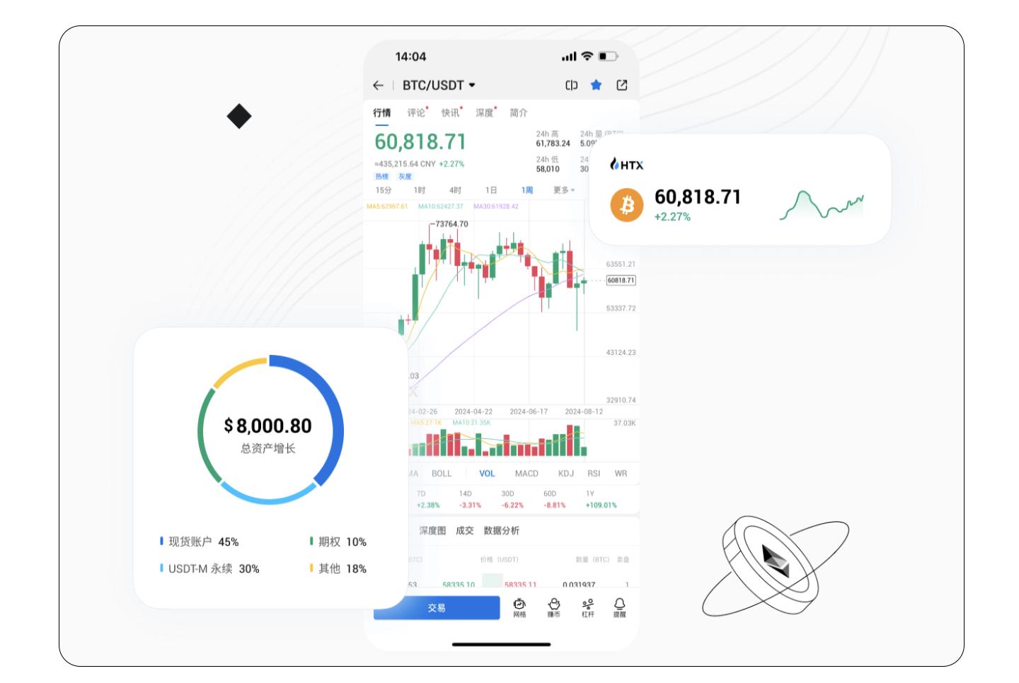 HTX交易所APP界面示意